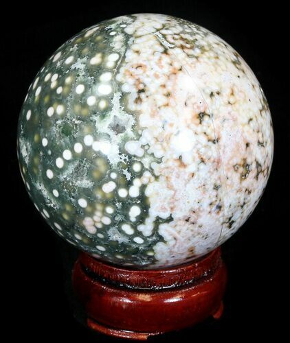 Unique Ocean Jasper Sphere - Crystal Cavities #32165